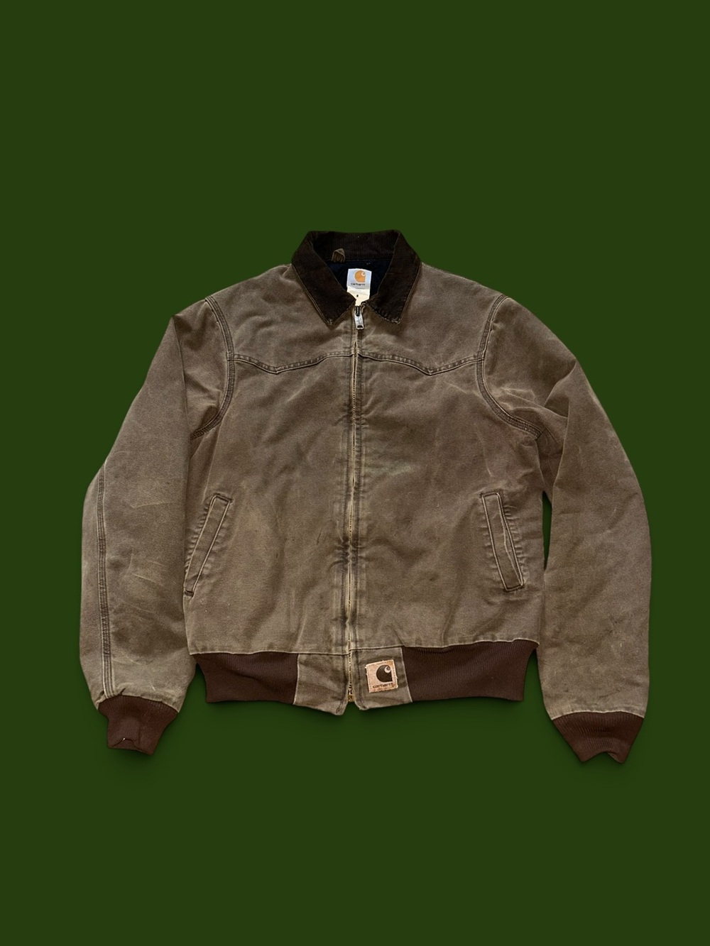 Vintage Carhartt J14CHT Santa Fe Bomber Work Canvas Jacket Chestnut Brown M Tall